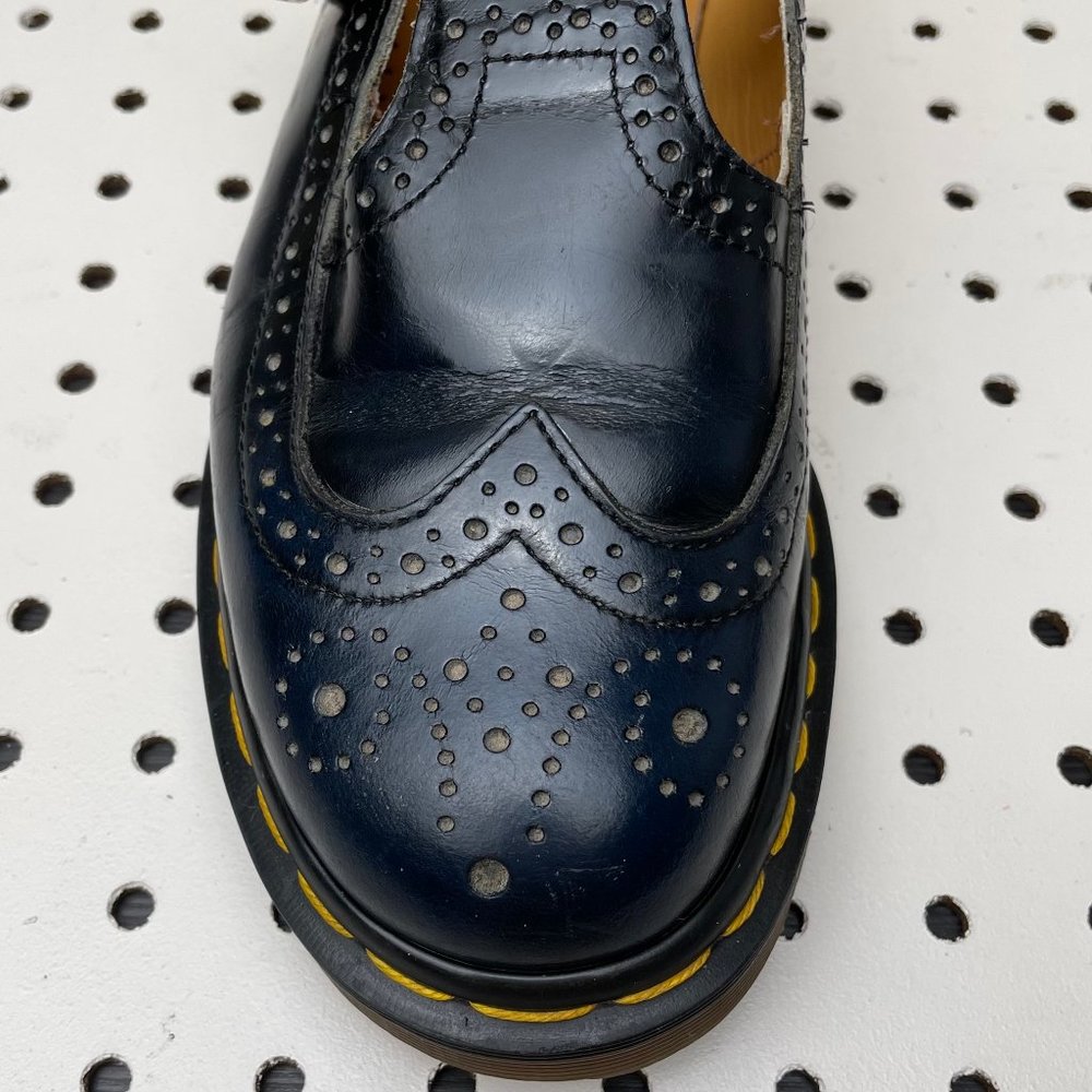 Vintage Dr. Martens Doc England Navy Blue Black Wingtip Mary Janes Sandals UK 6 - Picture 7 of 15